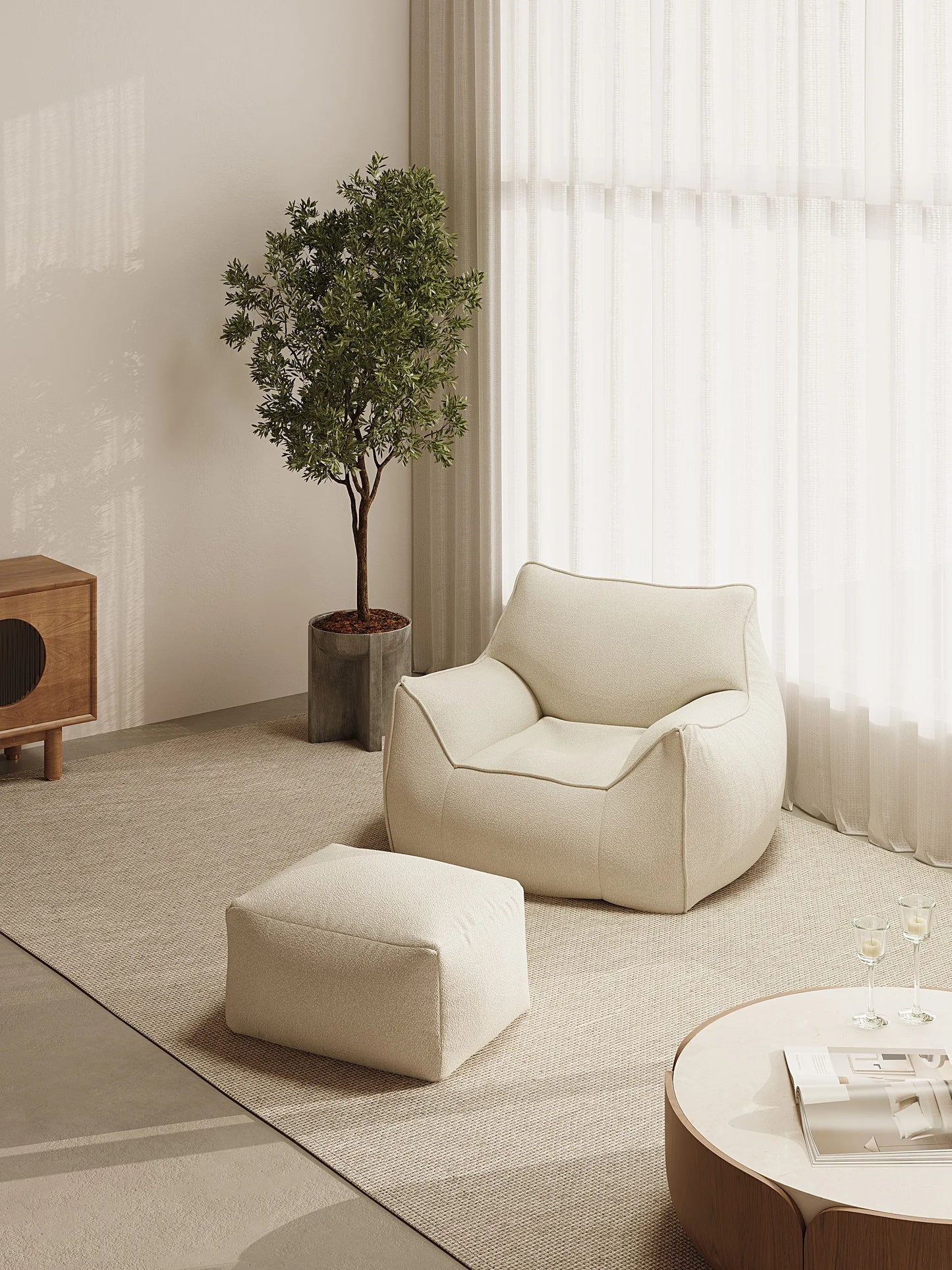 DODO BEAN BAG - TEDDY FLEECE CREAM