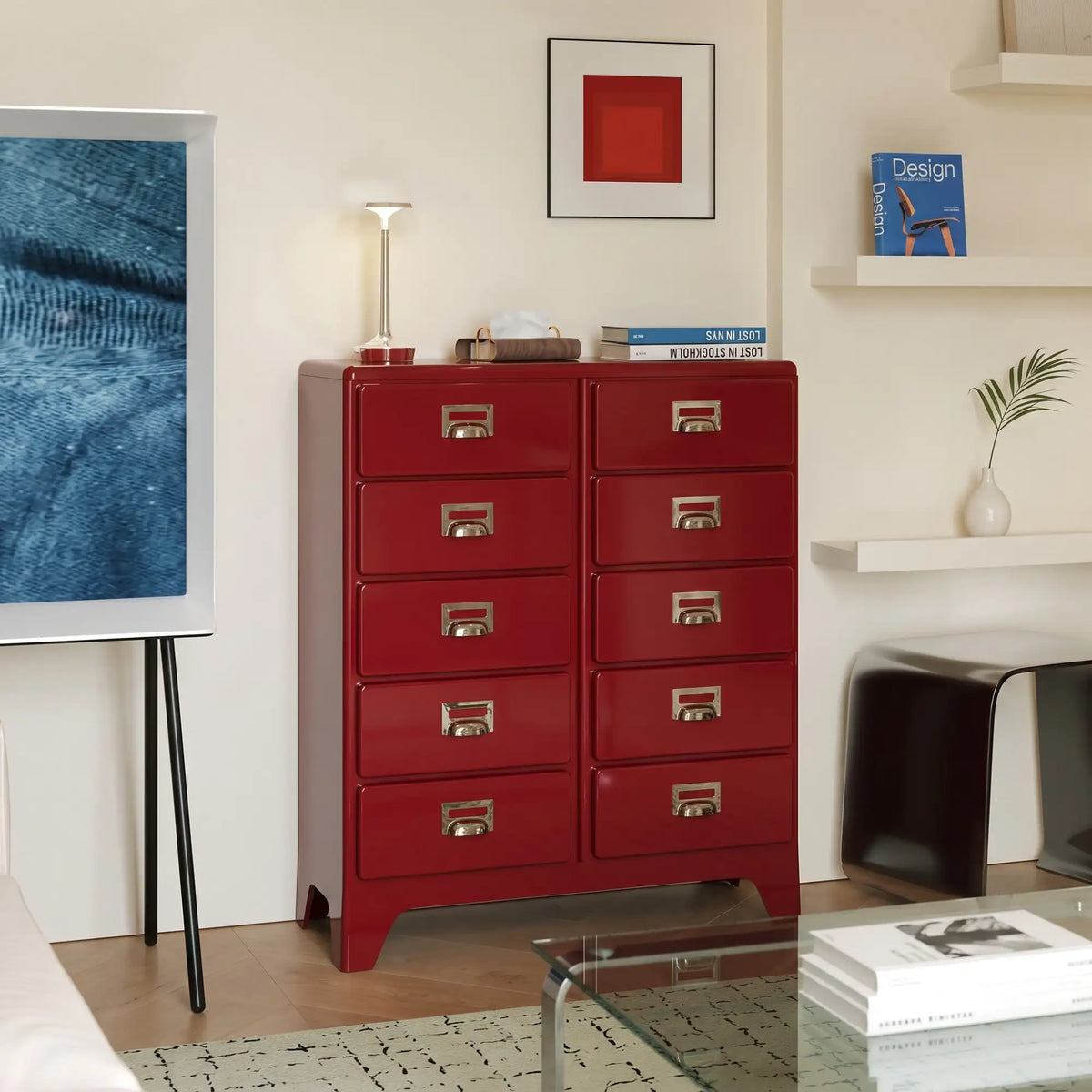 KKUSO ABS 5-DRAWER CABINET - MILO TWINS CHERRY RED