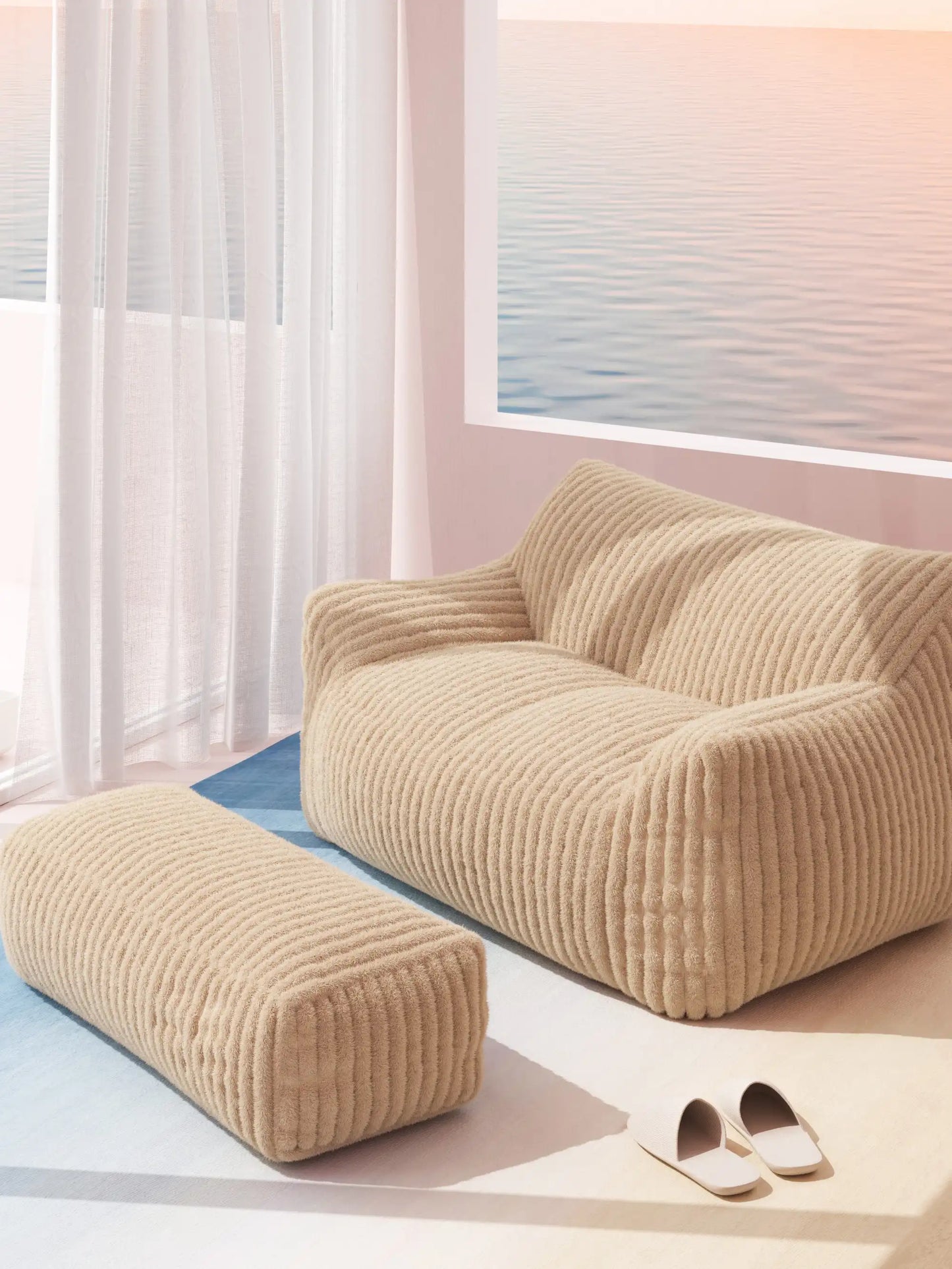 DODO TWO-SEATER LOUNGE - CHANNEL CORD SANDSTONE