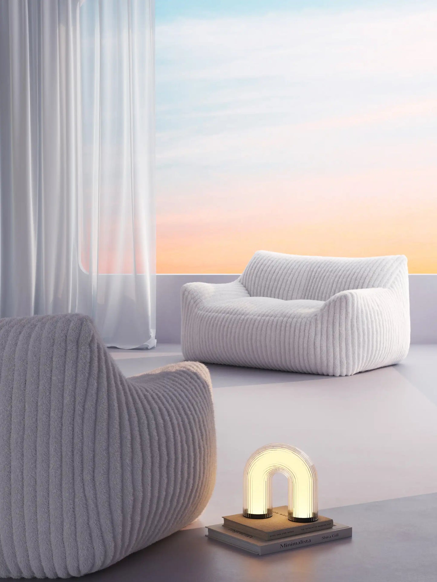 DODO TWO-SEATER LOUNGE - CHANNEL CORD SOFT LINEN