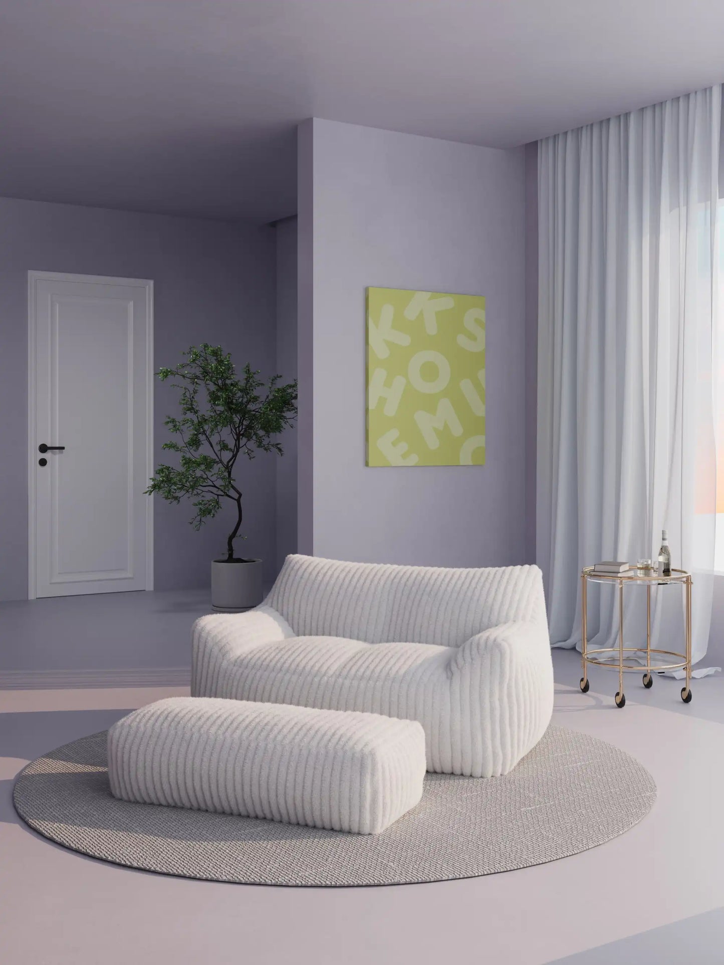 DODO TWO-SEATER LOUNGE - CHANNEL CORD SOFT LINEN