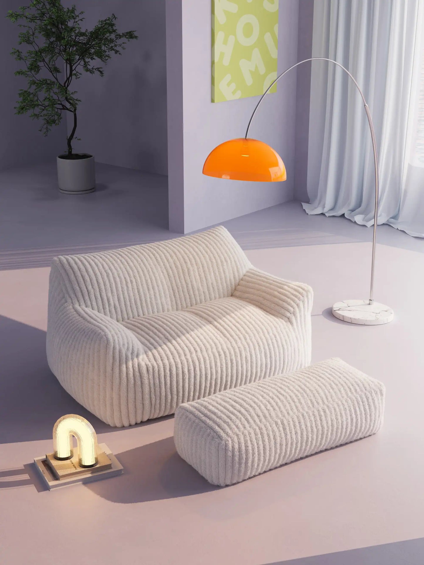 DODO TWO-SEATER LOUNGE - CHANNEL CORD SOFT LINEN