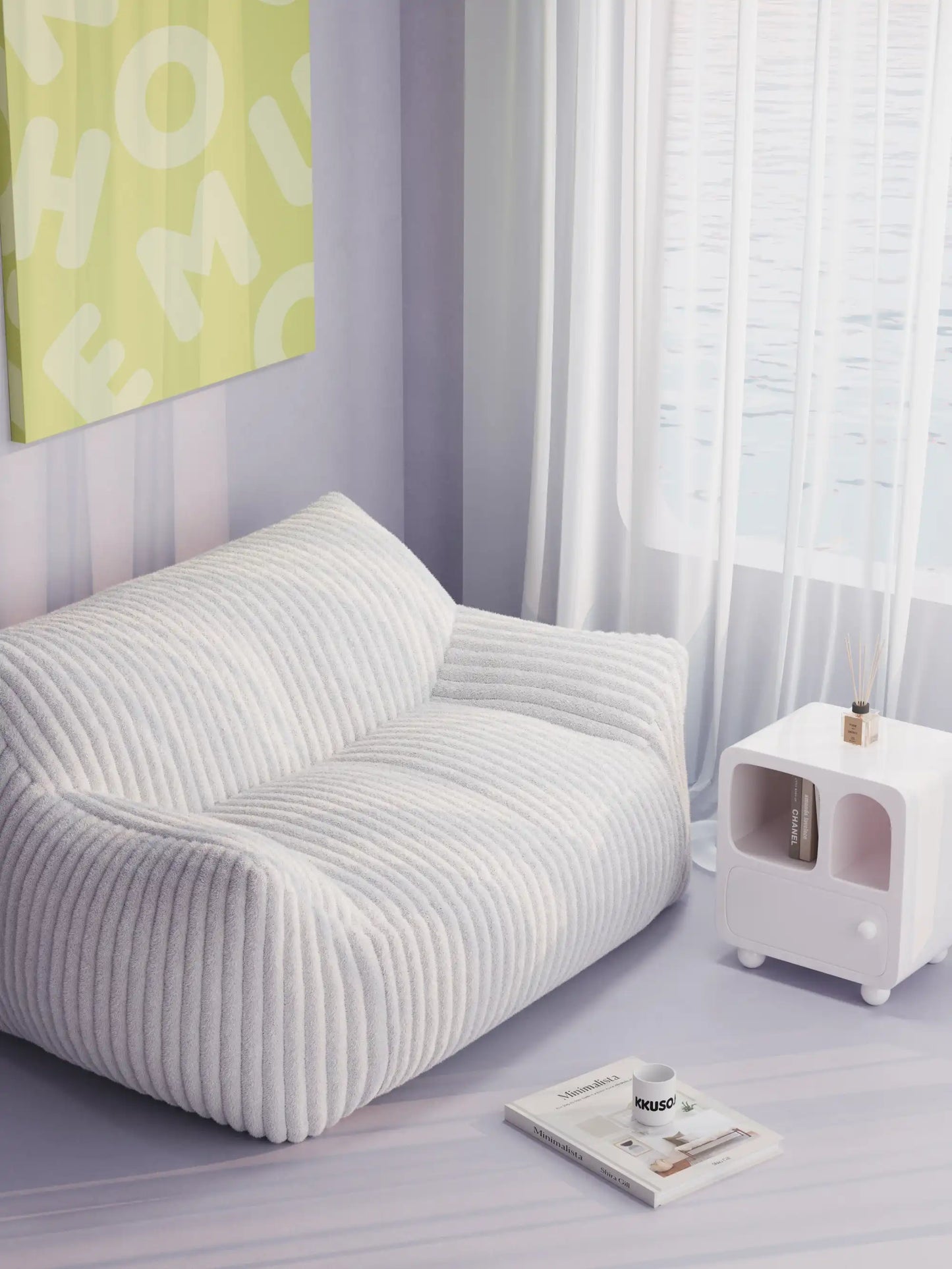 DODO TWO-SEATER LOUNGE - CHANNEL CORD SOFT LINEN