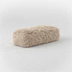 DODO TWO SEATER LOUNGE RECTANGULAR OTTOMAN-FAUX FUR — CAFE CREME / FILLED OTTOMAN