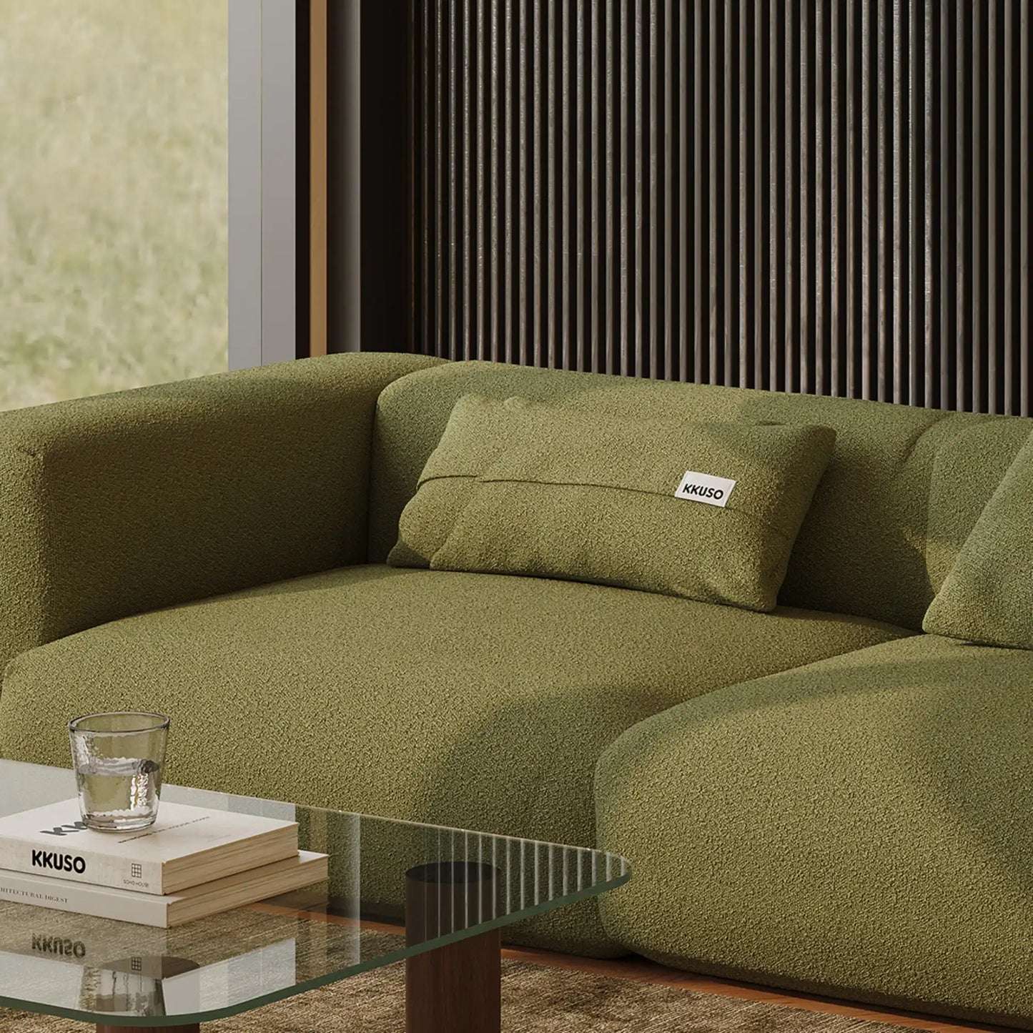 MOMO CORNER RIGHT - BOUCLE SOFT OLIVE