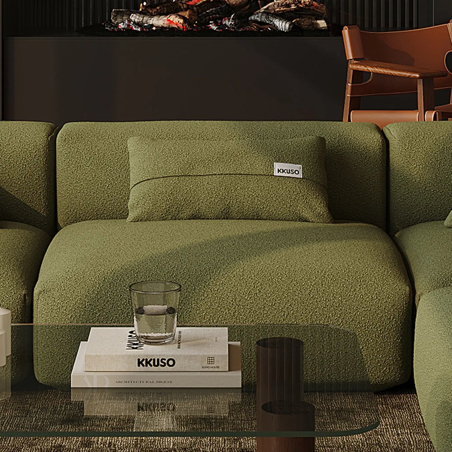 MOMO LOUNGER - BOUCLE SOFT OLIVE