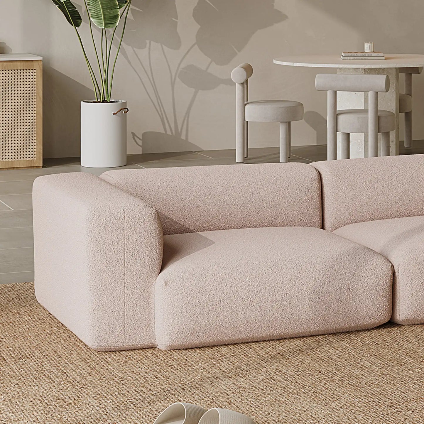 MOMO CORNER RIGHT - BOUCLE PEACH PINK