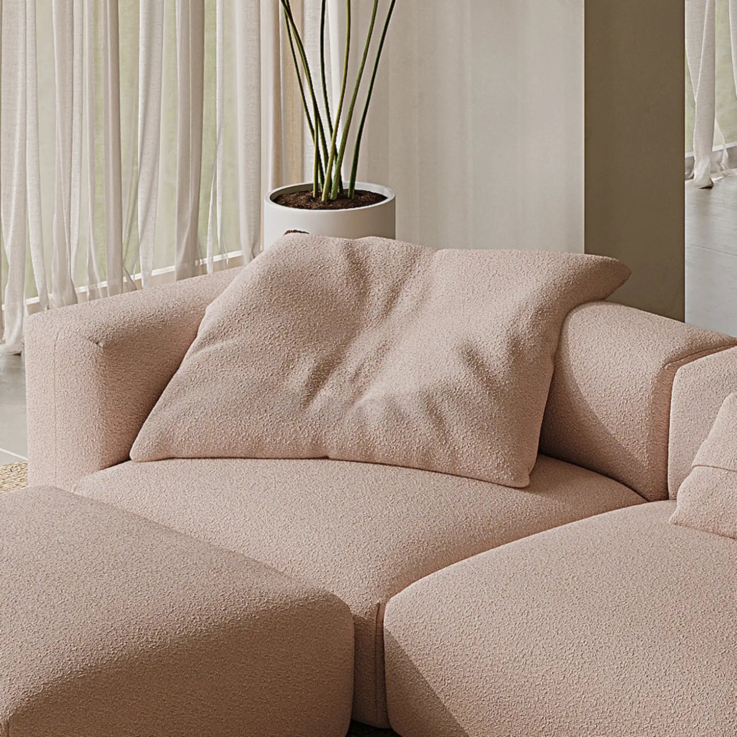 MOMO CORNER RIGHT - BOUCLE PEACH PINK