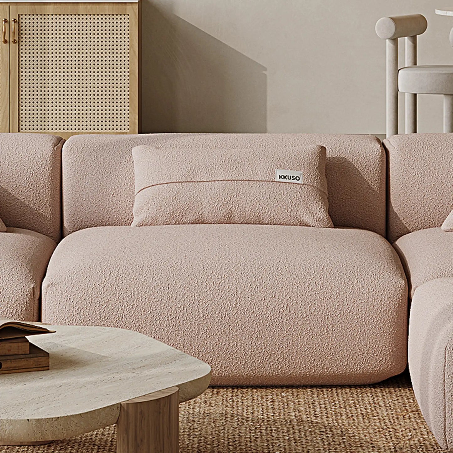 MOMO LOUNGER - BOUCLE PEACH PINK