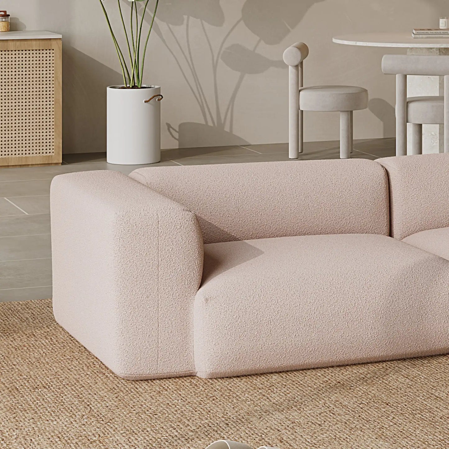MOMO CORNER RIGHT - BOUCLE PEACH PINK