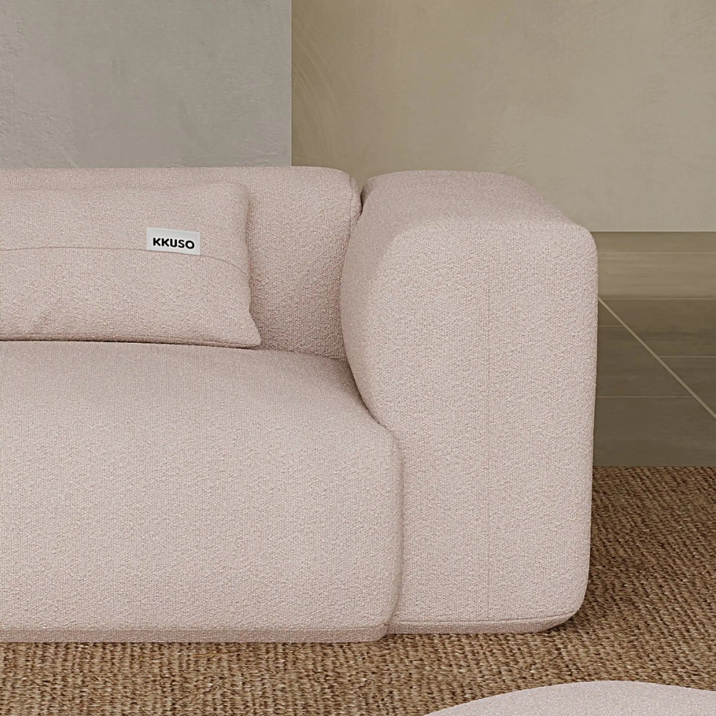 MOMO CORNER LEFT - BOUCLE PEACH PINK