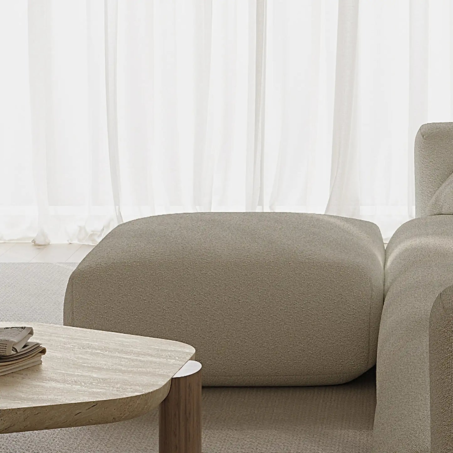 MOMO OTTOMAN - BOUCLE SNOW WHITE
