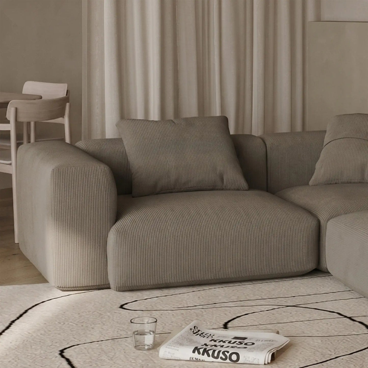 MOMO CORNER RIGHT - CORDUROY STONE TAUPE
