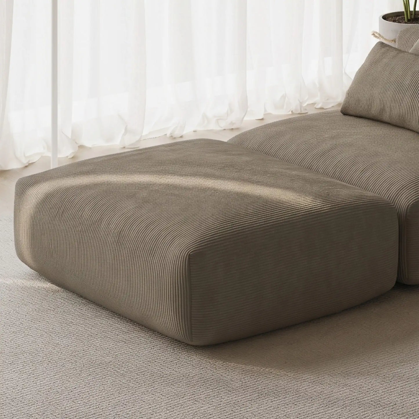 MOMO OTTOMAN - CORDUROY STONE TAUPE