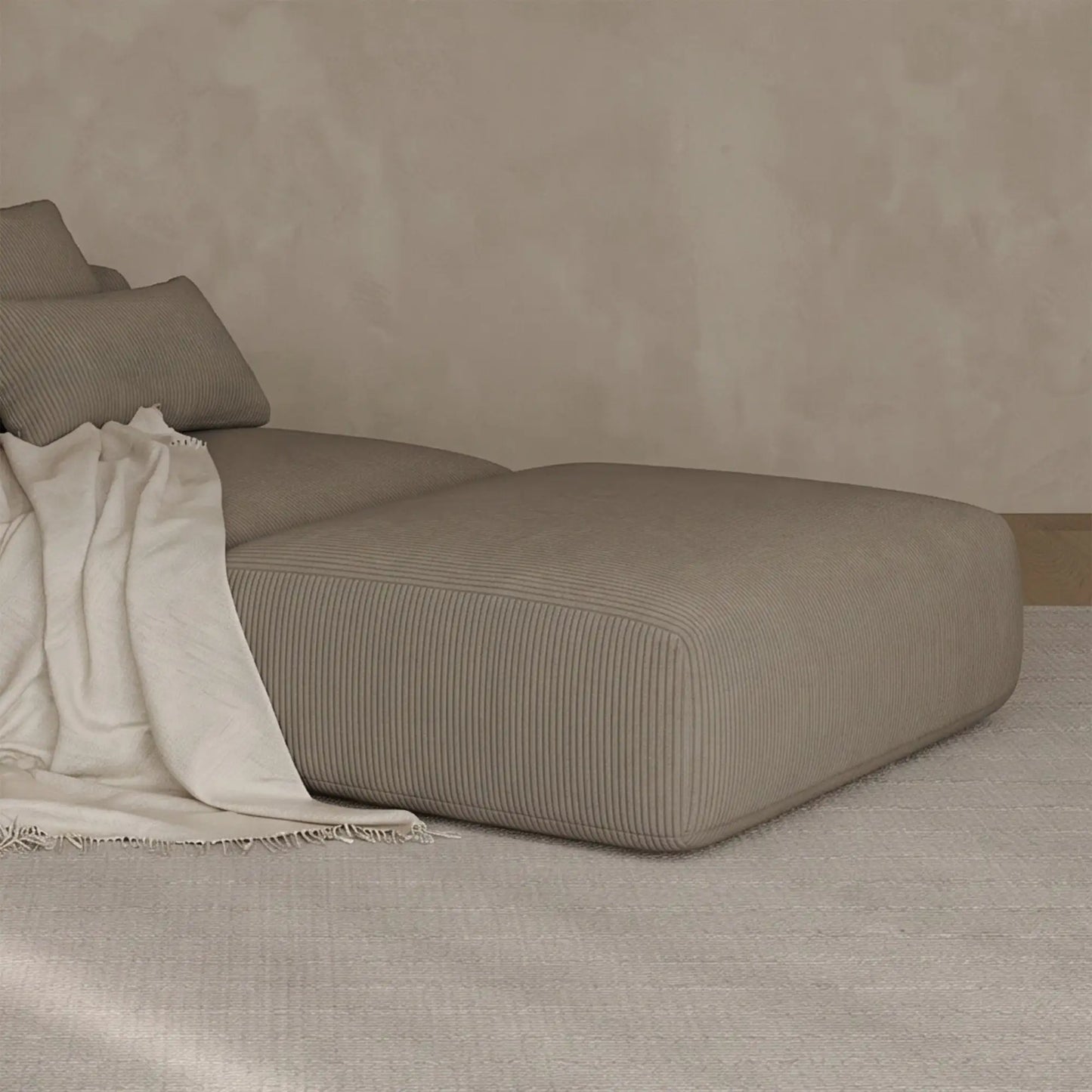 MOMO OTTOMAN - CORDUROY STONE TAUPE