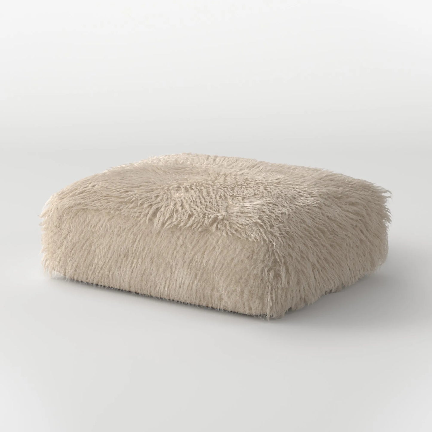 MOMO OTTOMAN - FAUX FUR CAFE CREME