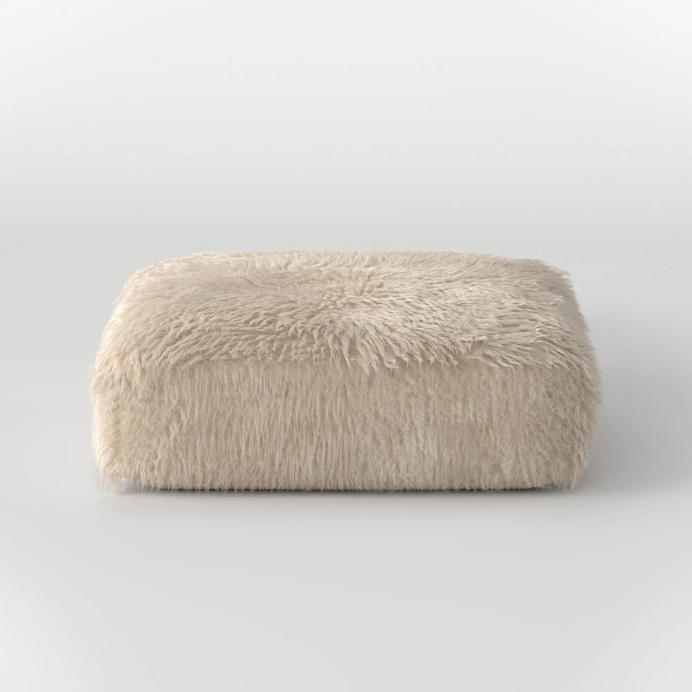 MOMO OTTOMAN - FAUX FUR CAFE CREME