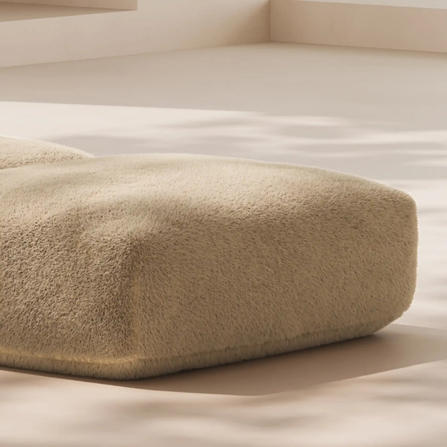 MOMO OTTOMAN - SOFT FUR WARM OAT