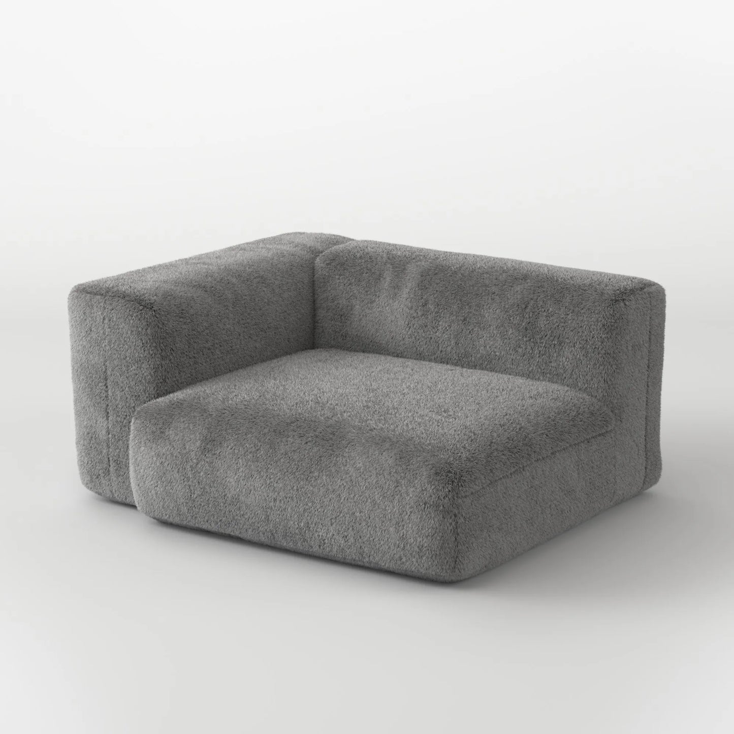 MOMO CORNER RIGHT - SOFT FUR STONE GREY COVER