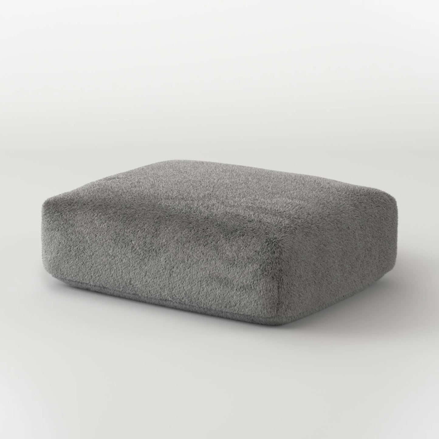MOMO OTTOMAN - SOFT FUR STONE GREY COVER
