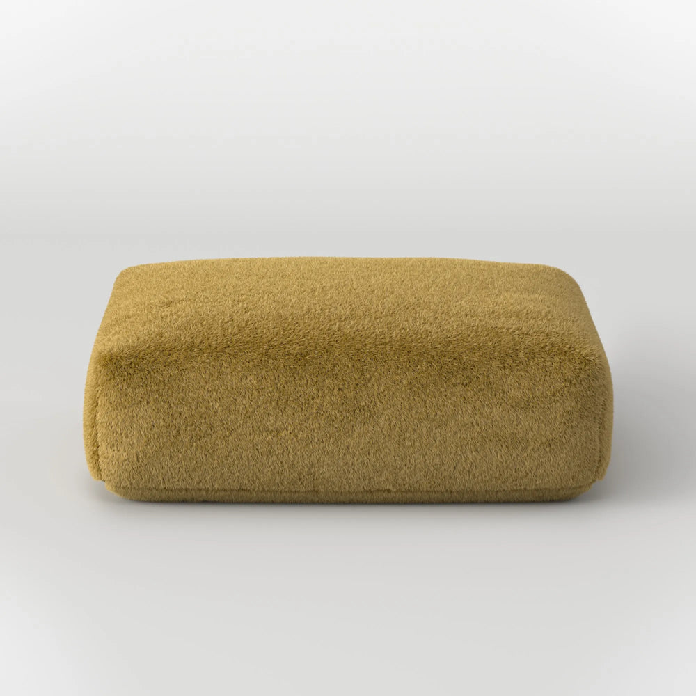 MOMO OTTOMAN - SOFT FUR GOLDEN MOSS
