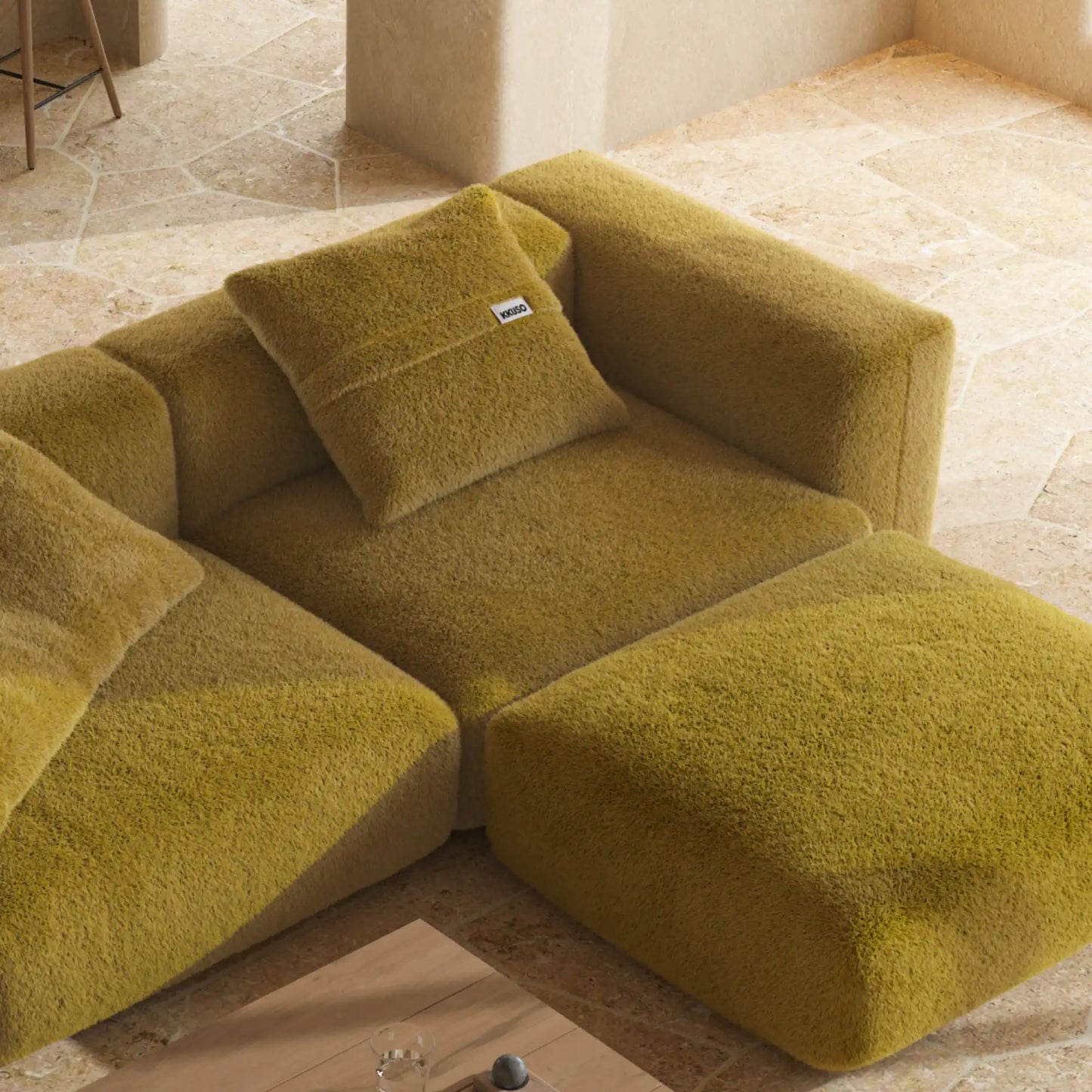 MOMO CORNER LEFT - SOFT FUR GOLDEN MOSS