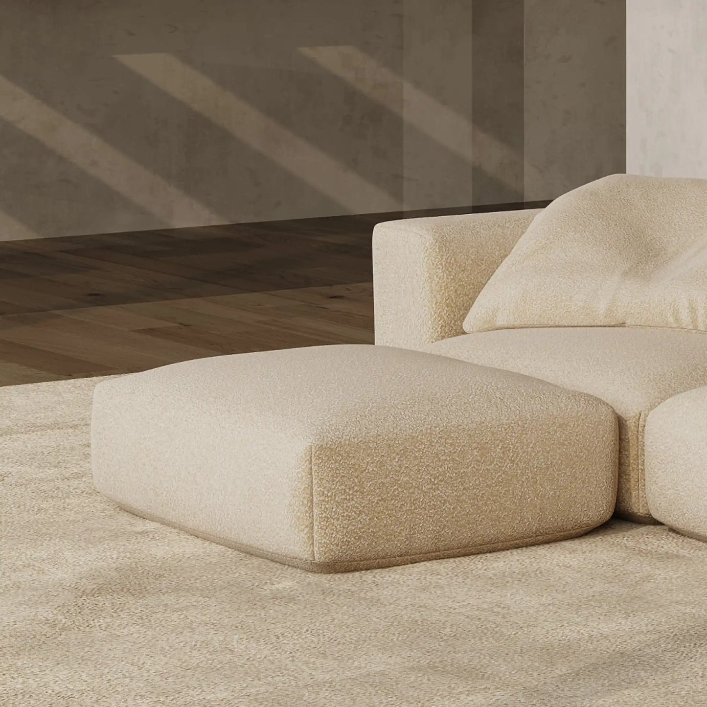 MOMO OTTOMAN - TEDDY FLEECE BEIGE