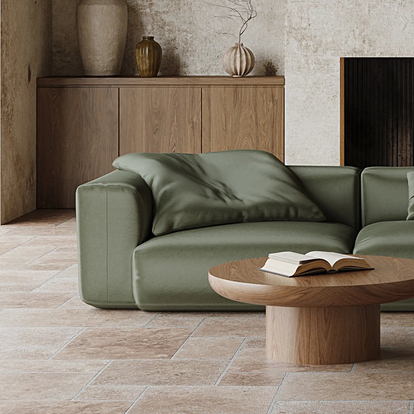 MOMO CORNER RIGHT - VELVET DEEP OLIVE