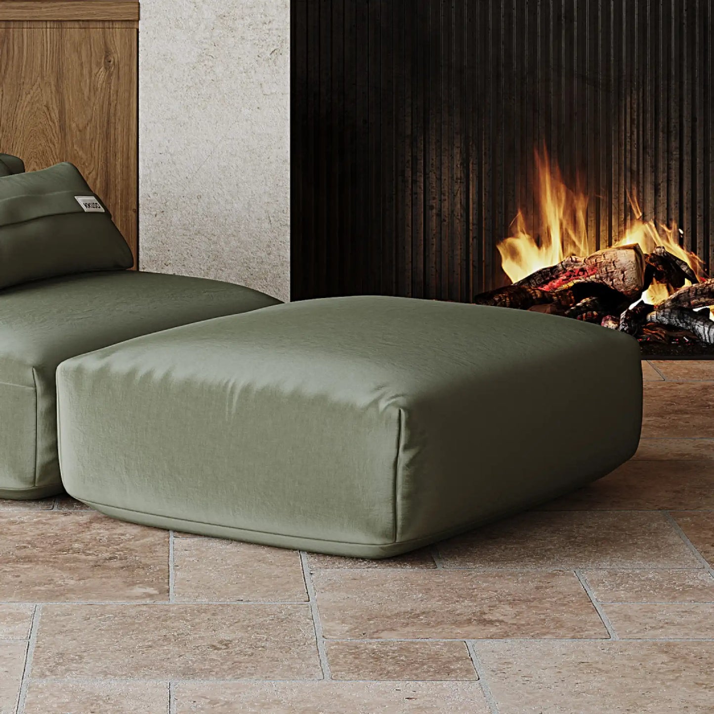 MOMO OTTOMAN - VELVET DEEP OLIVE
