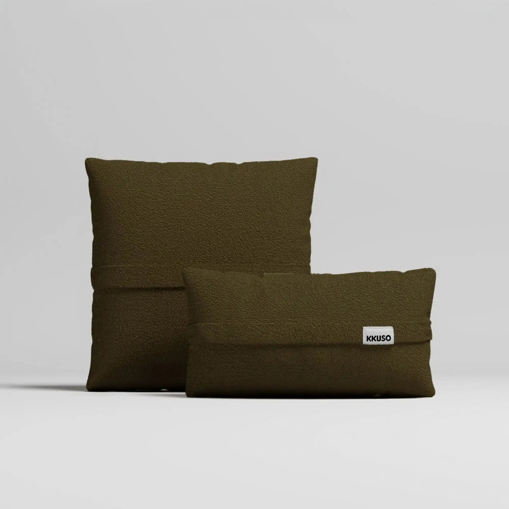 MOMO PILLOW - TEDDY FLEECE DARK OLIVE SET 1