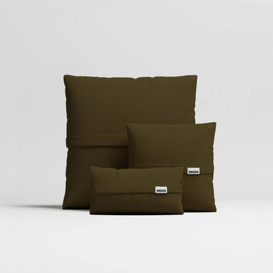 MOMO PILLOW - TEDDY FLEECE DARK OLIVE SET 2