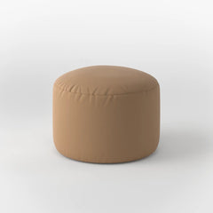 LEXIE ROUND OTTOMAN - VEGAN LEATHER — CHESTNUT BROWN