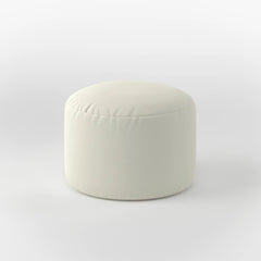 LEXIE ROUND OTTOMAN - VEGAN LEATHER — IVORY WHITE