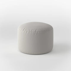 LEXIE ROUND OTTOMAN - VEGAN LEATHER — PEARL GREY