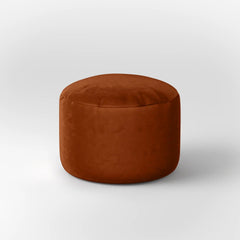 LEXIE ROUND OTTOMAN - VELVET — FLAME ORANGE