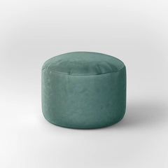 LEXIE ROUND OTTOMAN - VELVET — TEAL