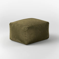 DODO SQUARE OTTOMAN - VELVET — DEEP OLIVE