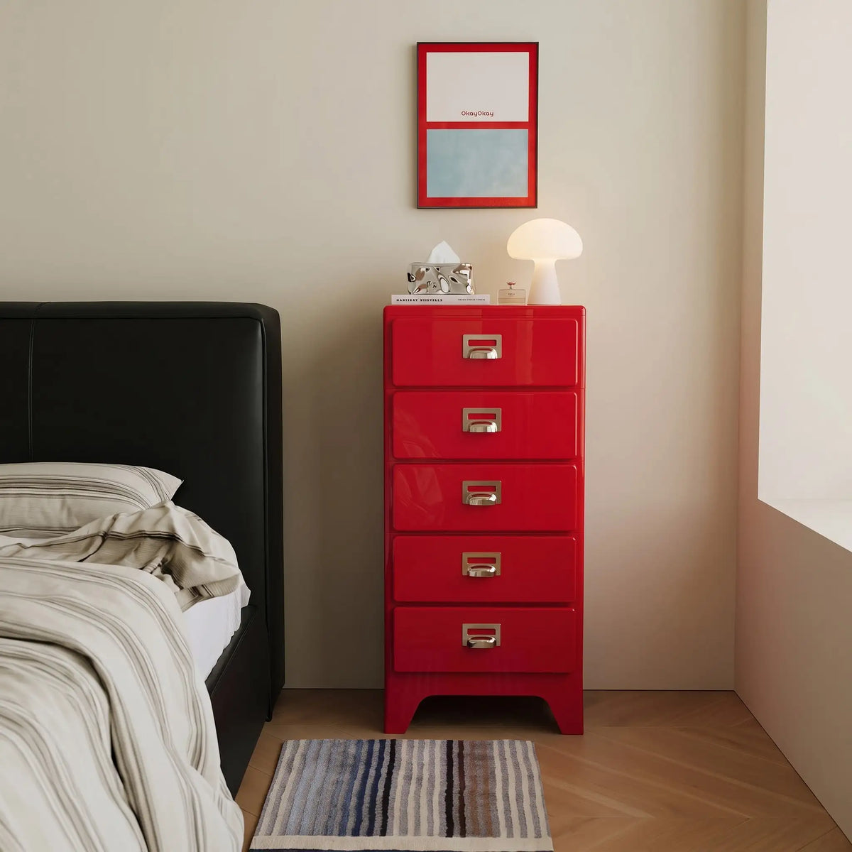KKUSO ABS 5-DRAWER CABINET - MILO CHERRY RED