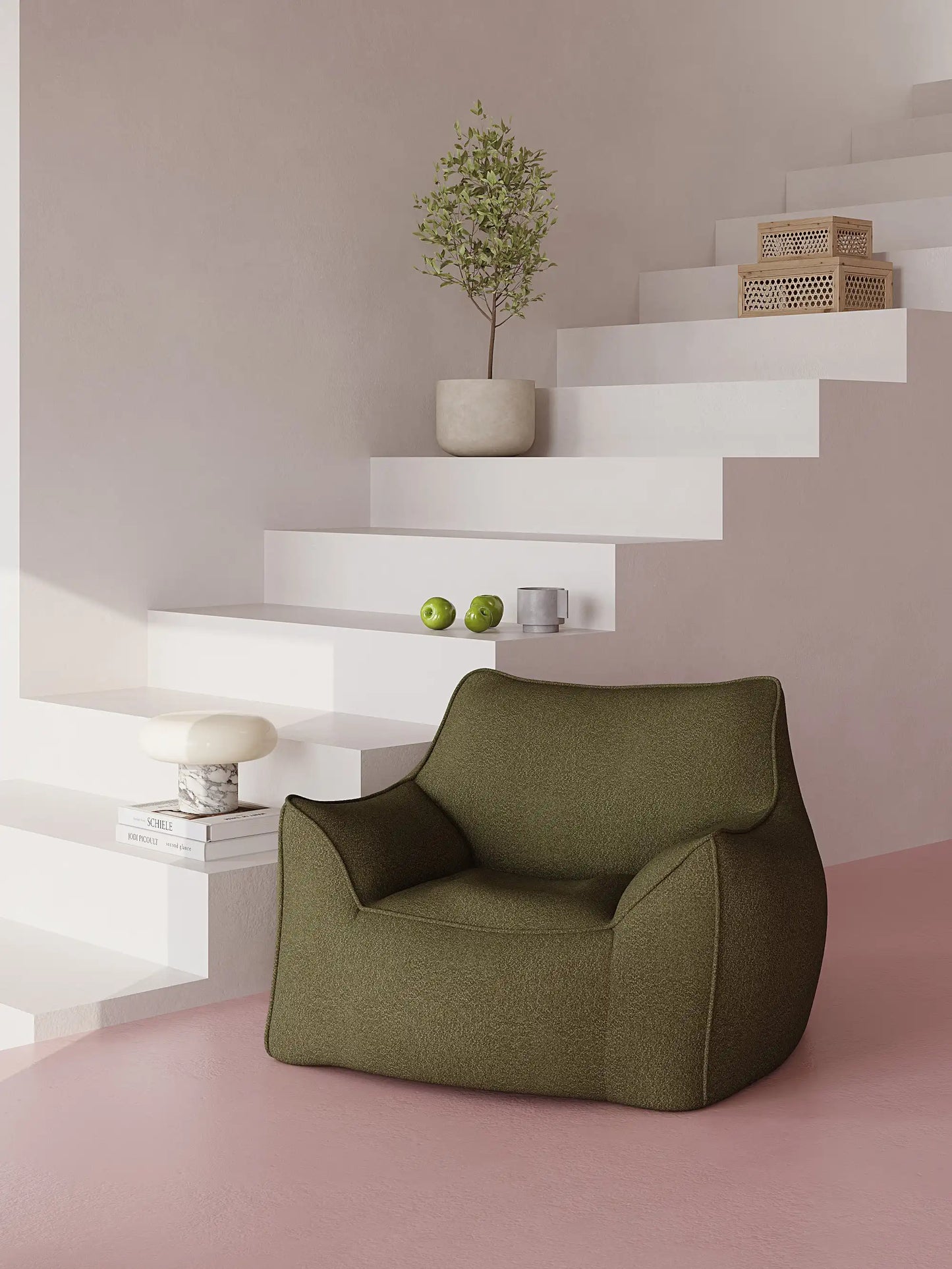 DODO LOUNGE CHAIR - TEDDY FLEECE DARK OLIVE