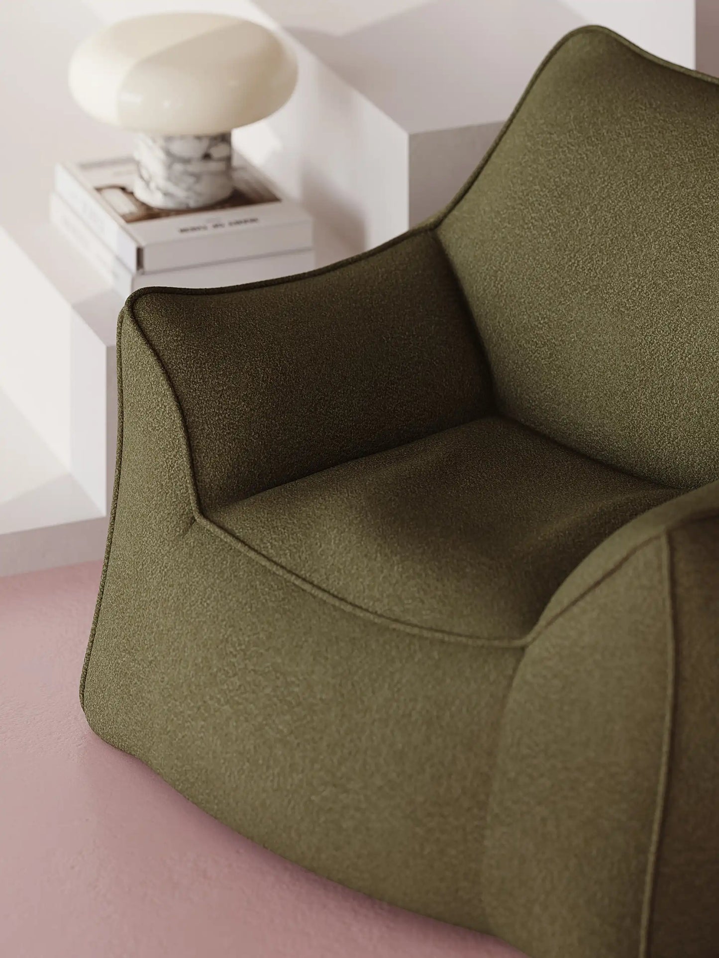 DODO LOUNGE CHAIR - TEDDY FLEECE DARK OLIVE