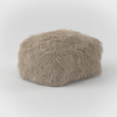 DODO LOUNGE SQUARE OTTOMAN-FAUX FUR — CAFE CREME / FILLED OTTOMAN