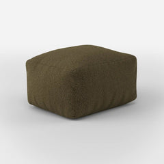 DODO LOUNGE SQUARE OTTOMAN-TEDDY FLEECE — DARK OLIVE / FILLED OTTOMAN