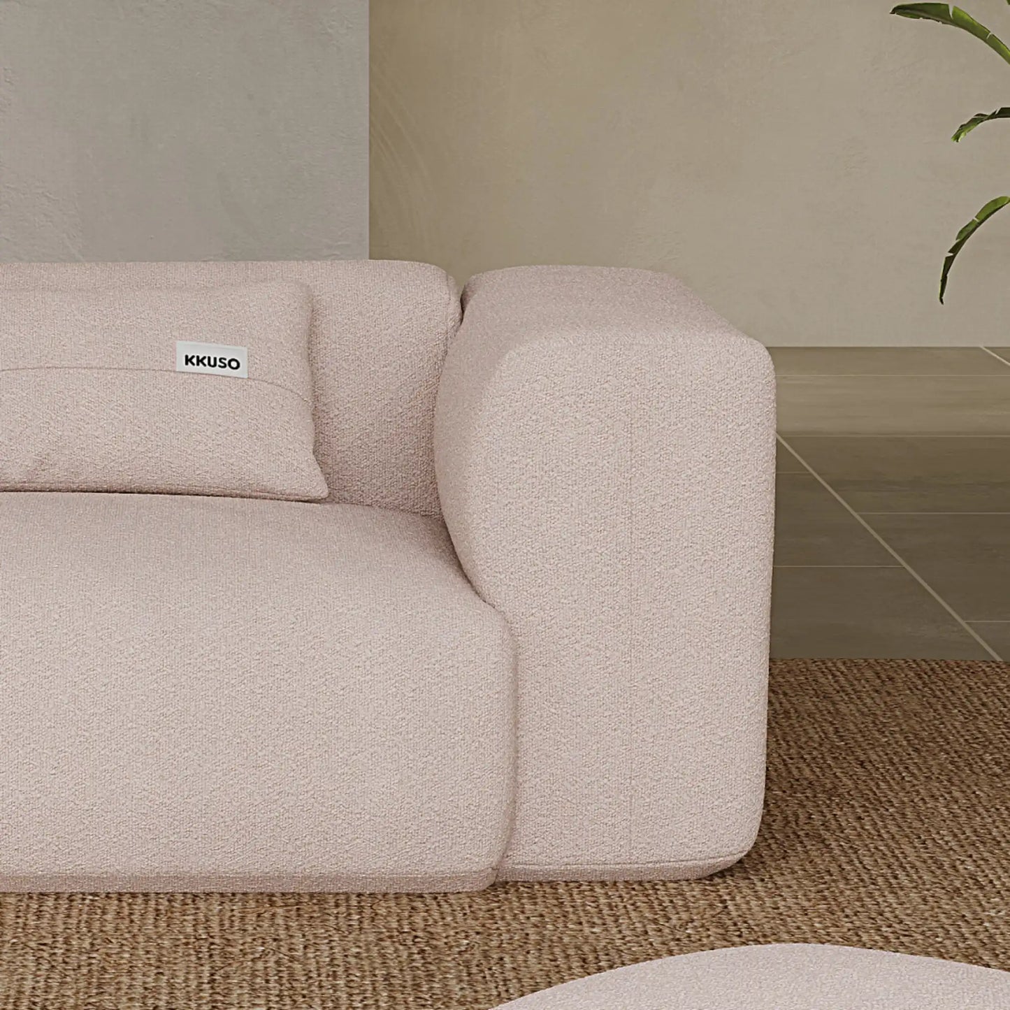 MOMO CORNER LEFT - BOUCLE PEACH PINK