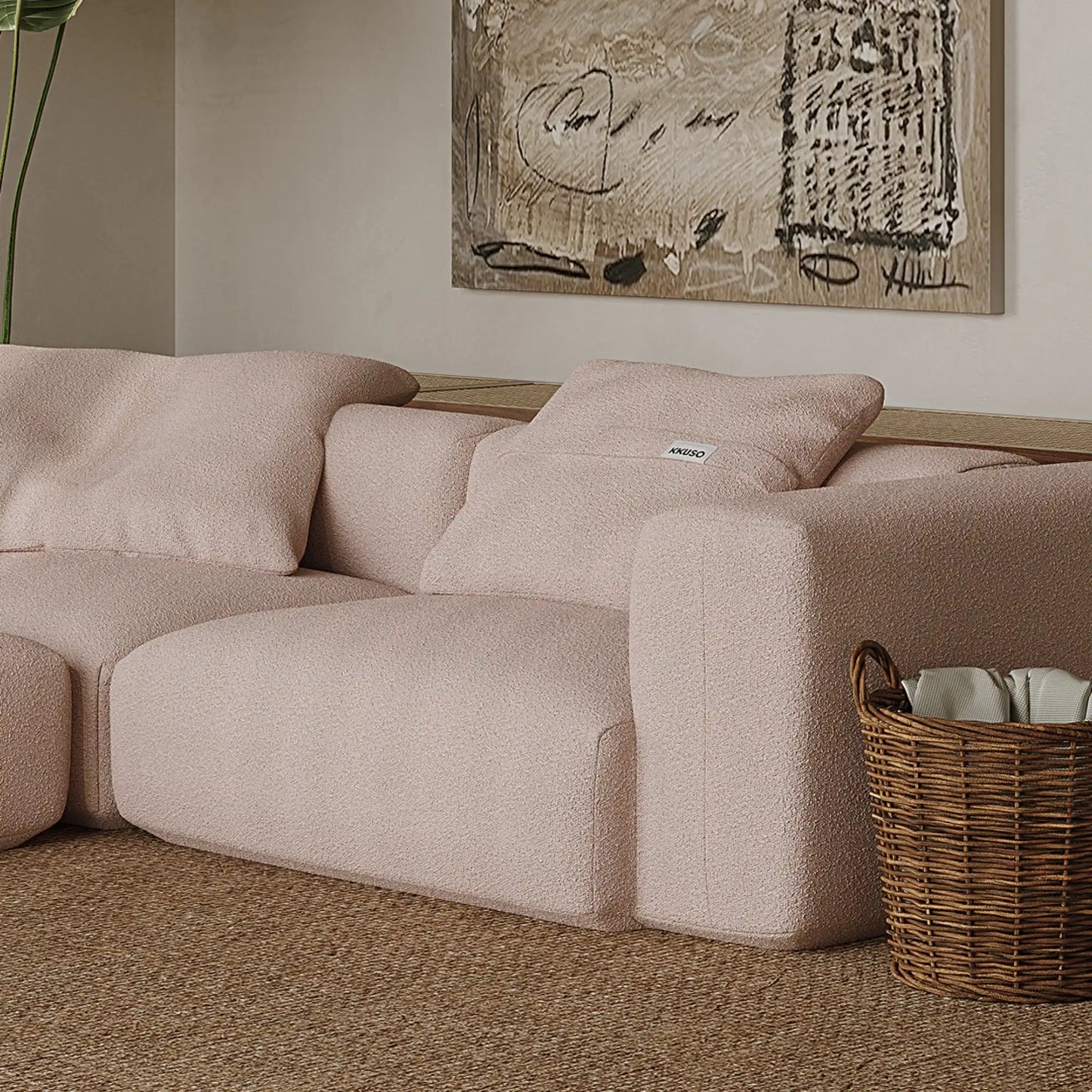 MOMO CORNER LEFT - BOUCLE PEACH PINK