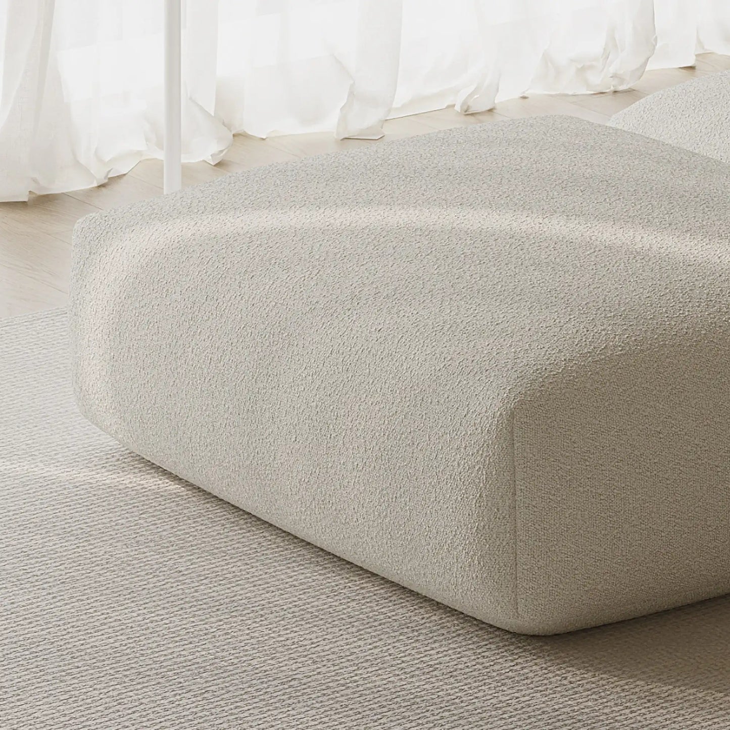 MOMO OTTOMAN - BOUCLE SNOW WHITE