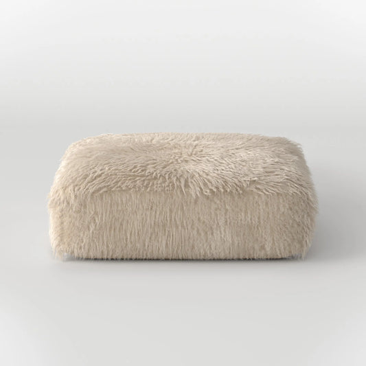 MOMO OTTOMAN - FAUX FUR CAFE CREME