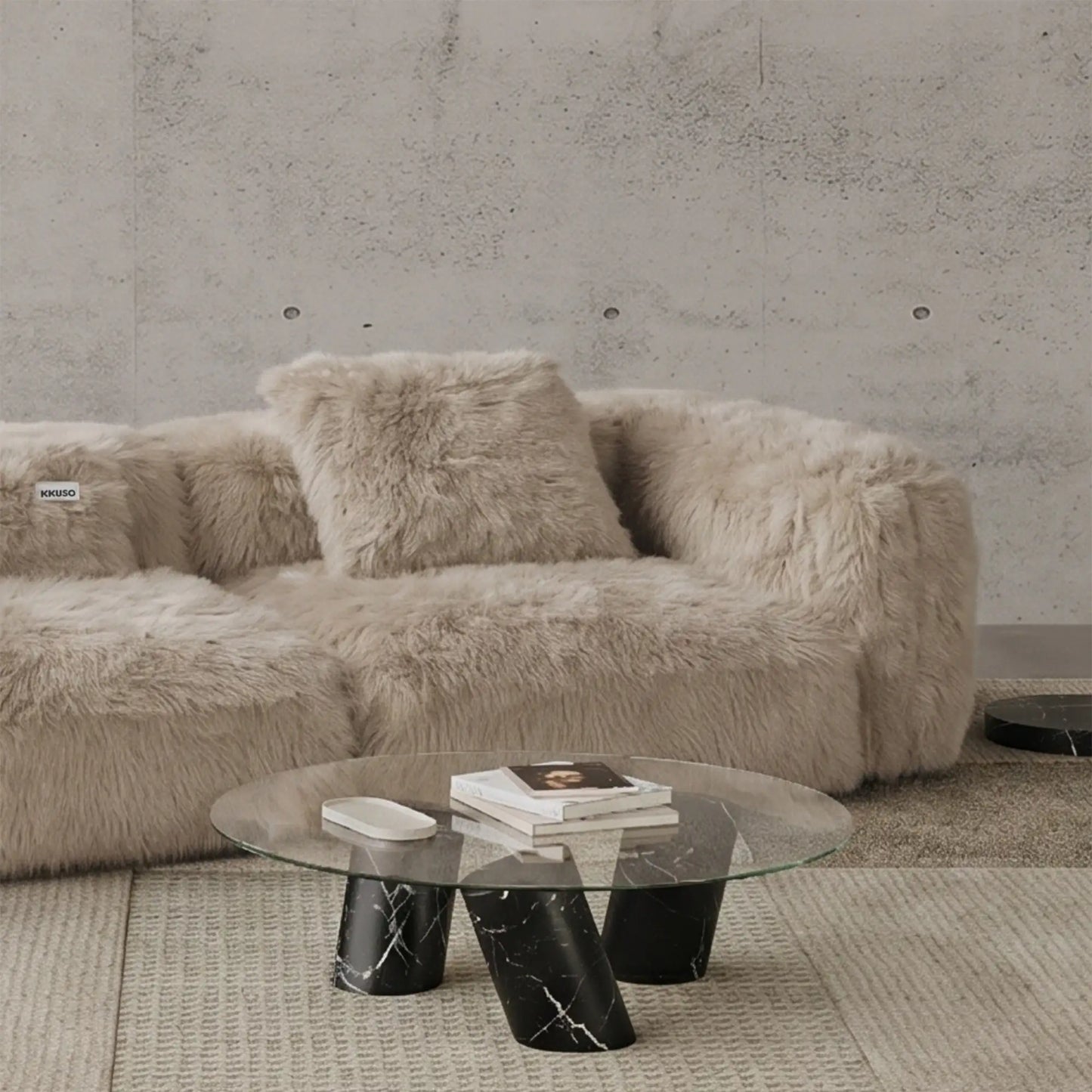 MOMO CORNER LEFT - FAUX FUR CAFE CREME