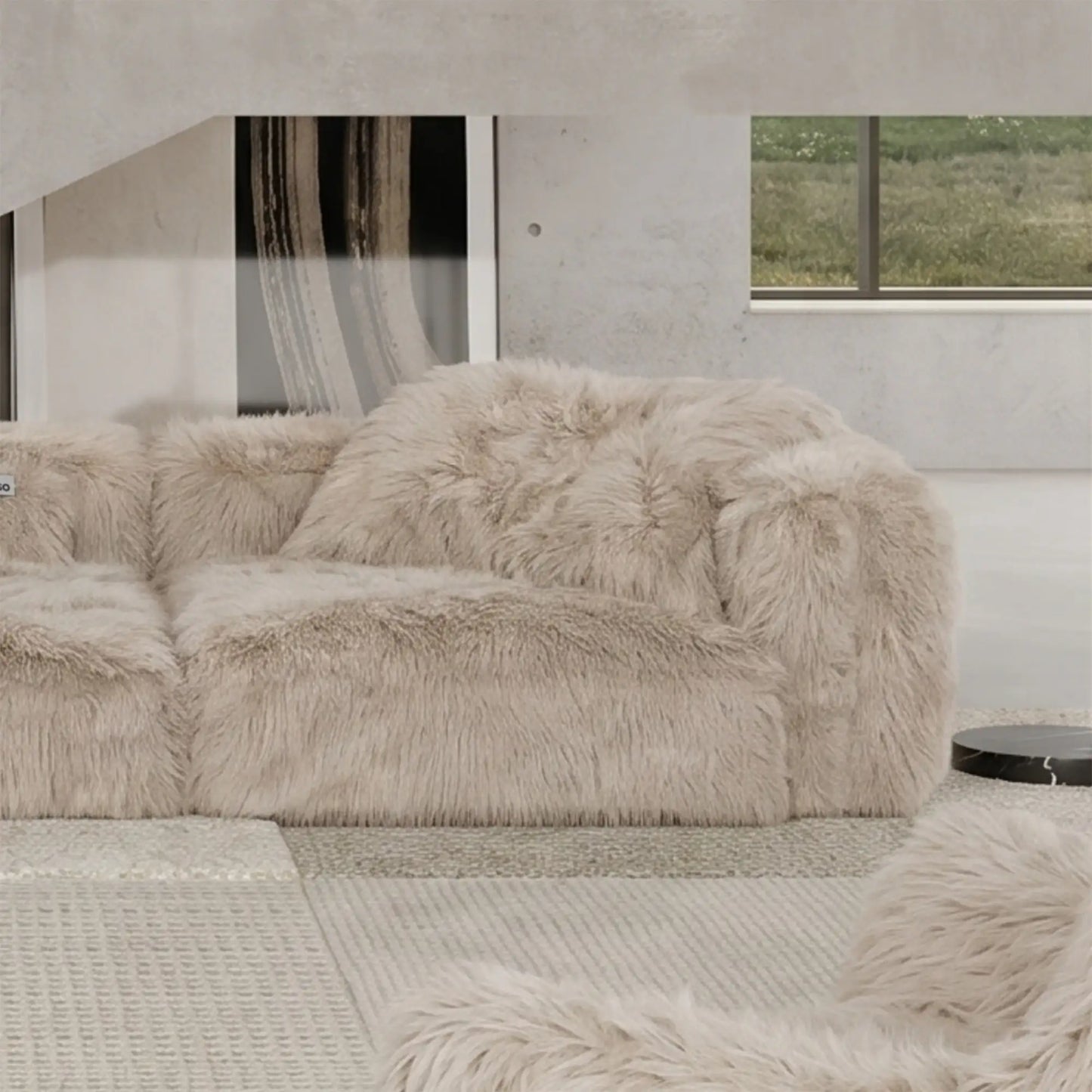 MOMO CORNER LEFT - FAUX FUR CAFE CREME