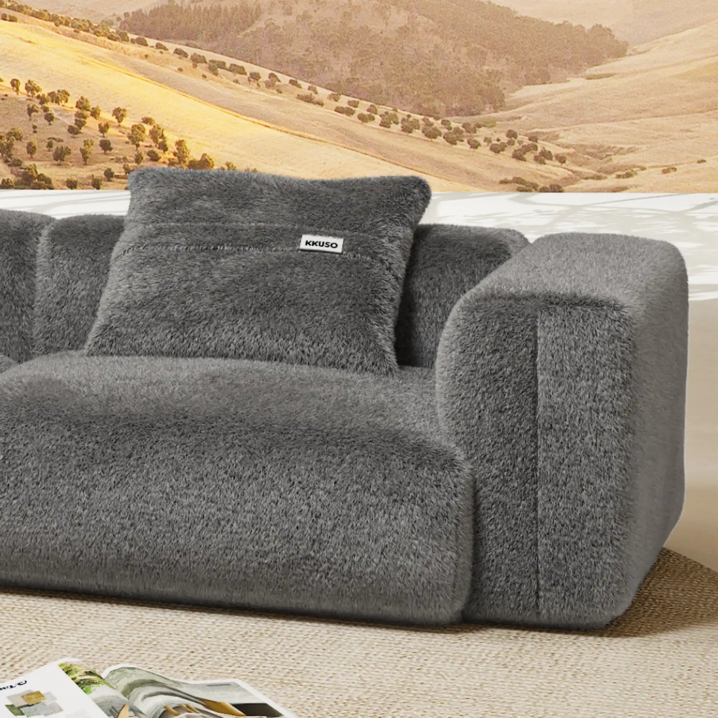 MOMO CORNER LEFT - SOFT FUR STONE GREY