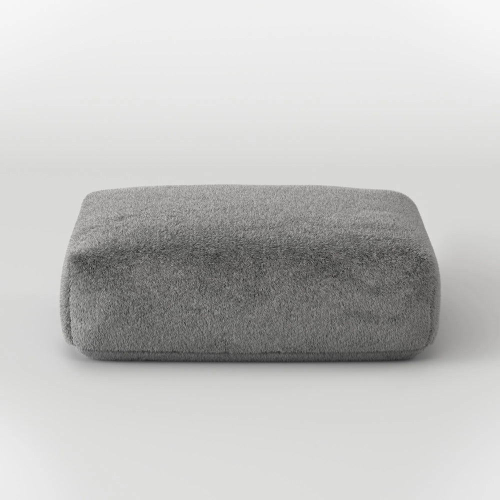 MOMO OTTOMAN - SOFT FUR STONE GREY COVER